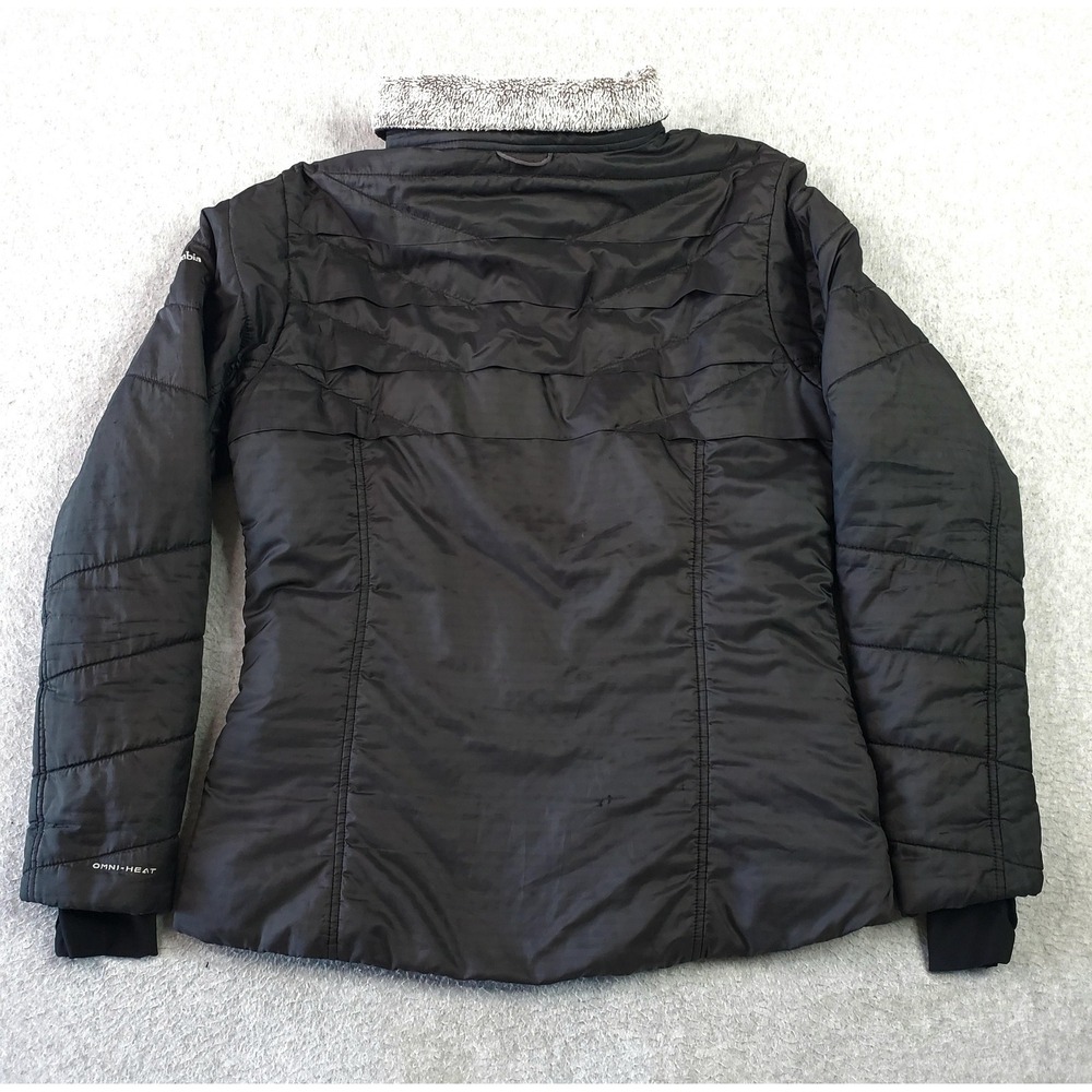 Columbia Jacket Womens‎ Large Black Omni-Heat Interchange Puffer Fleece Collar - Picture 2 of 14